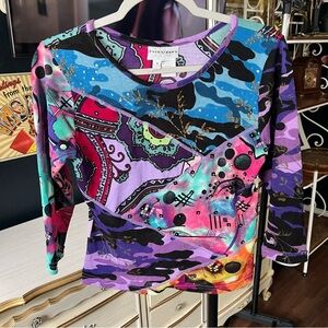 Y2K Colorful Abstract Patterned Top Medium